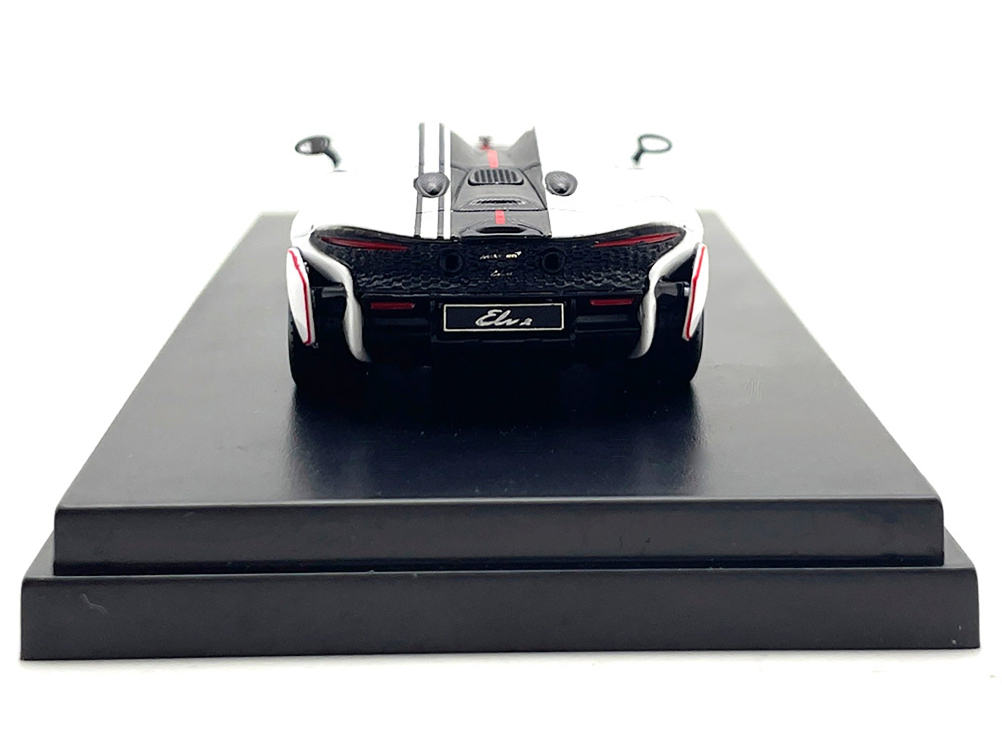 McLaren Elva Convertible White with Carbon and Red Stripes 1/64 Diecast Model Car by LCD Models LCD Models