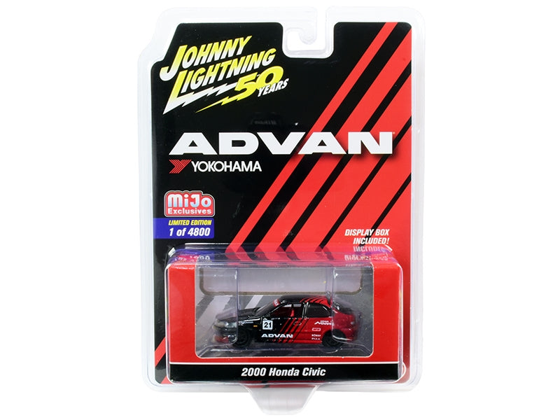 2000 Honda Civic #21 "ADVAN Yokohama" "Johnny Lightning 50th Anniversary" Limited Edition to 4800 pieces Worldwide 1/64 Diecast Model Car by Johnny Lightning Johnny Lightning