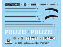 Load image into Gallery viewer, Skill 3 Model Kit 1978 Volkswagen Golf &quot;Berlin Polizei (Police) Department&quot; 1/24 Scale Model by Italeri Italeri
