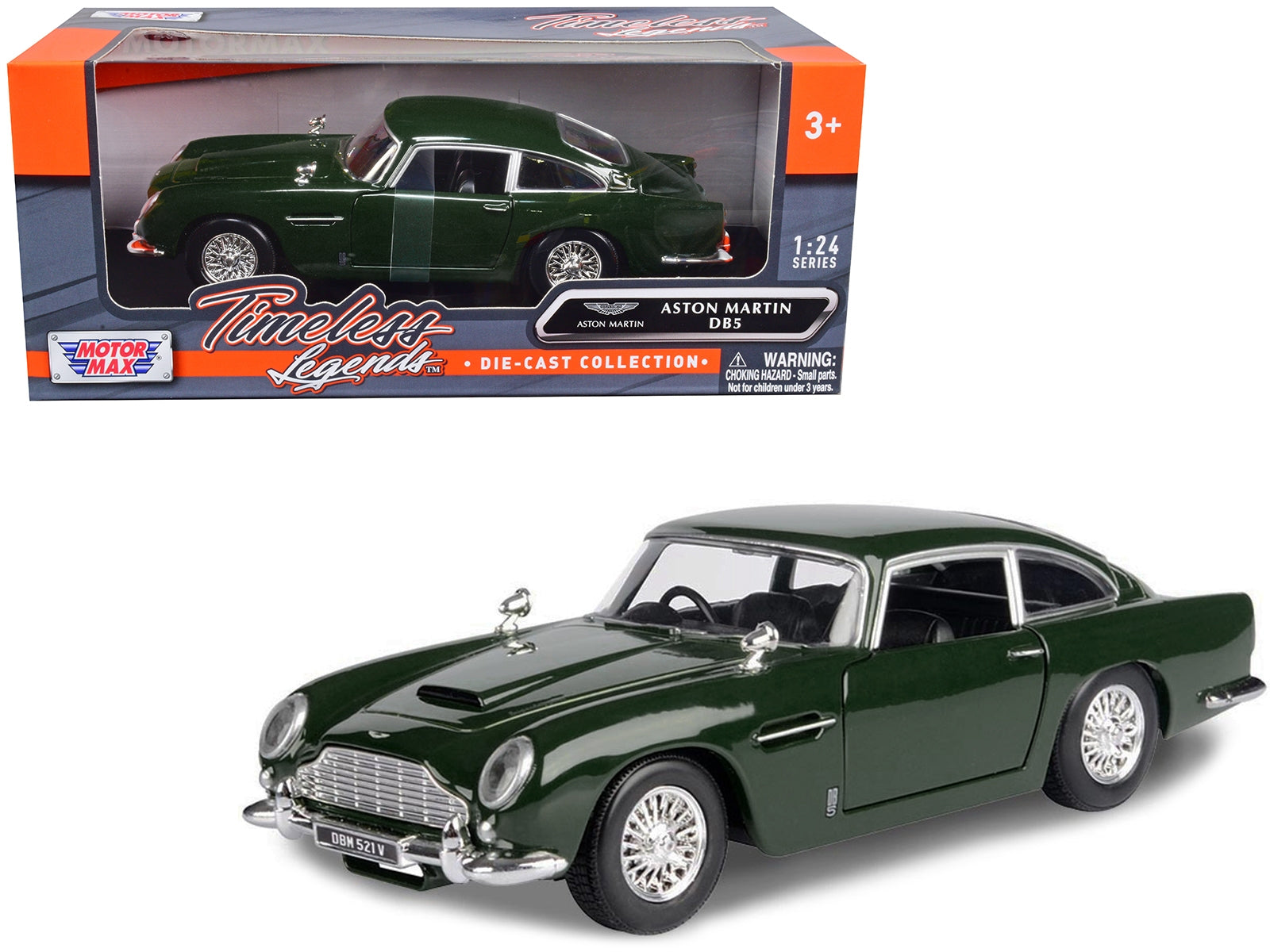 Aston Martin DB5 RHD (Right Hand Drive) Dark Green "Timeless Legends" Series 1/24 Diecast Model Car by Motormax Motormax