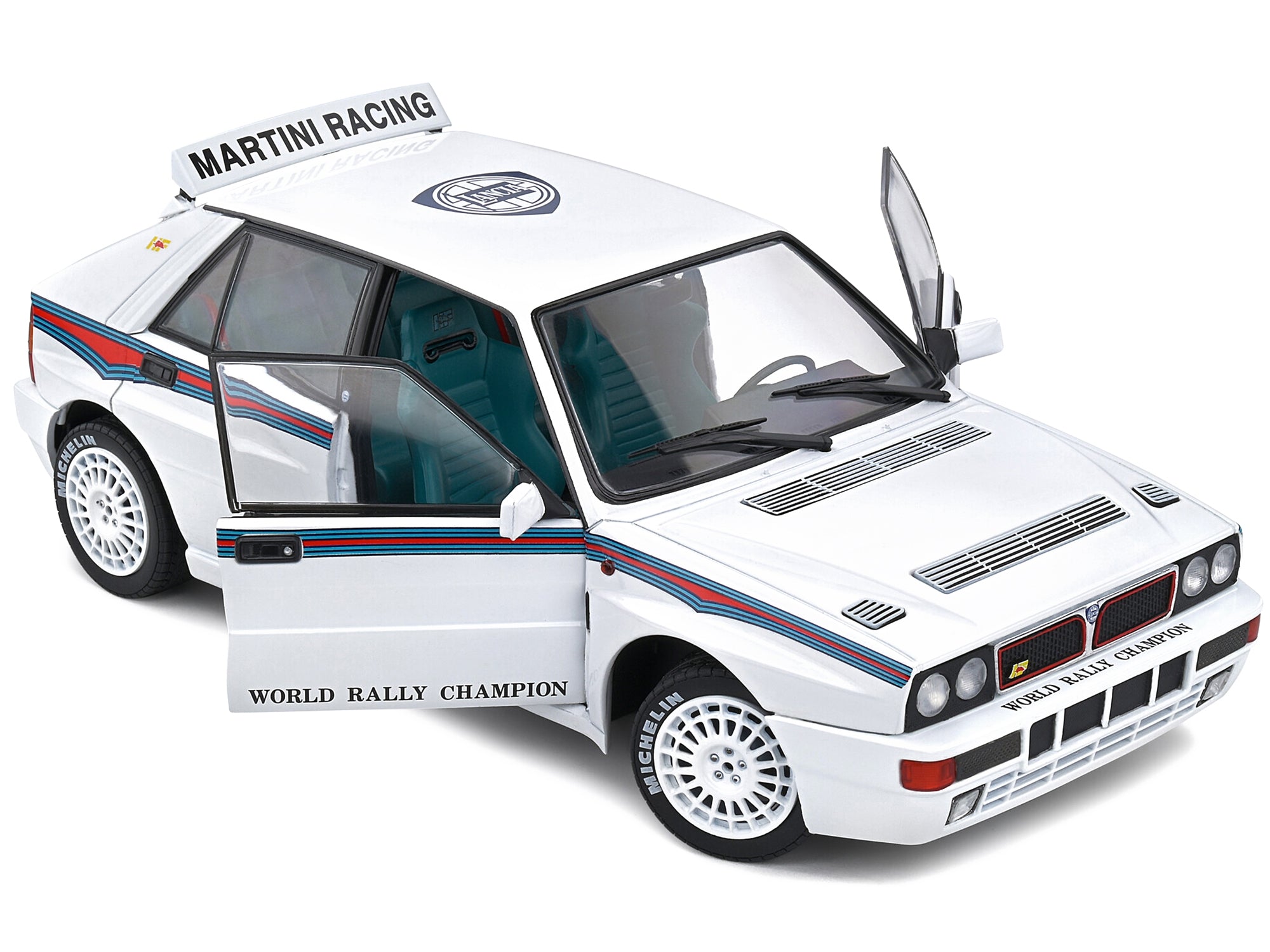 1992 Lancia Delta HF Integrale Evo 1 Martini 6 White with Blue and Red Stripes "World Rally Champion - Martini Racing" 1/18 Diecast Model Car by Solido Solido