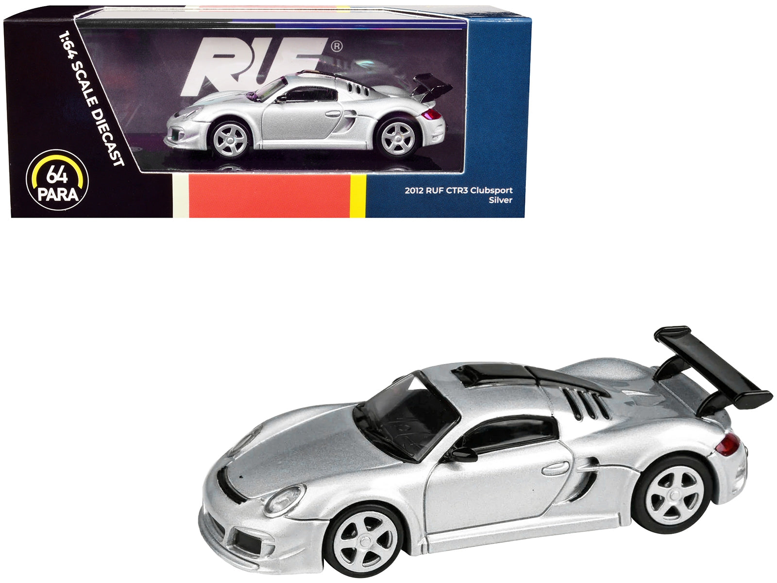 2012 RUF CTR3 Clubsport Silver Metallic 1/64 Diecast Model Car by Paragon Models Paragon