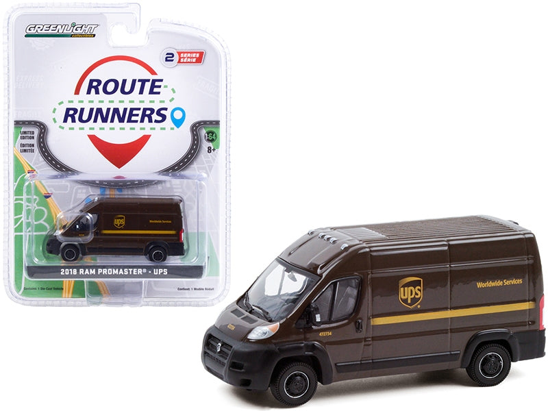 2018 Ram ProMaster 2500 Cargo High Roof Van Brown "United Parcel Service" (UPS) Worldwide Services "Route Runners" Series 2 1/64 Diecast Model by Greenlight Greenlight