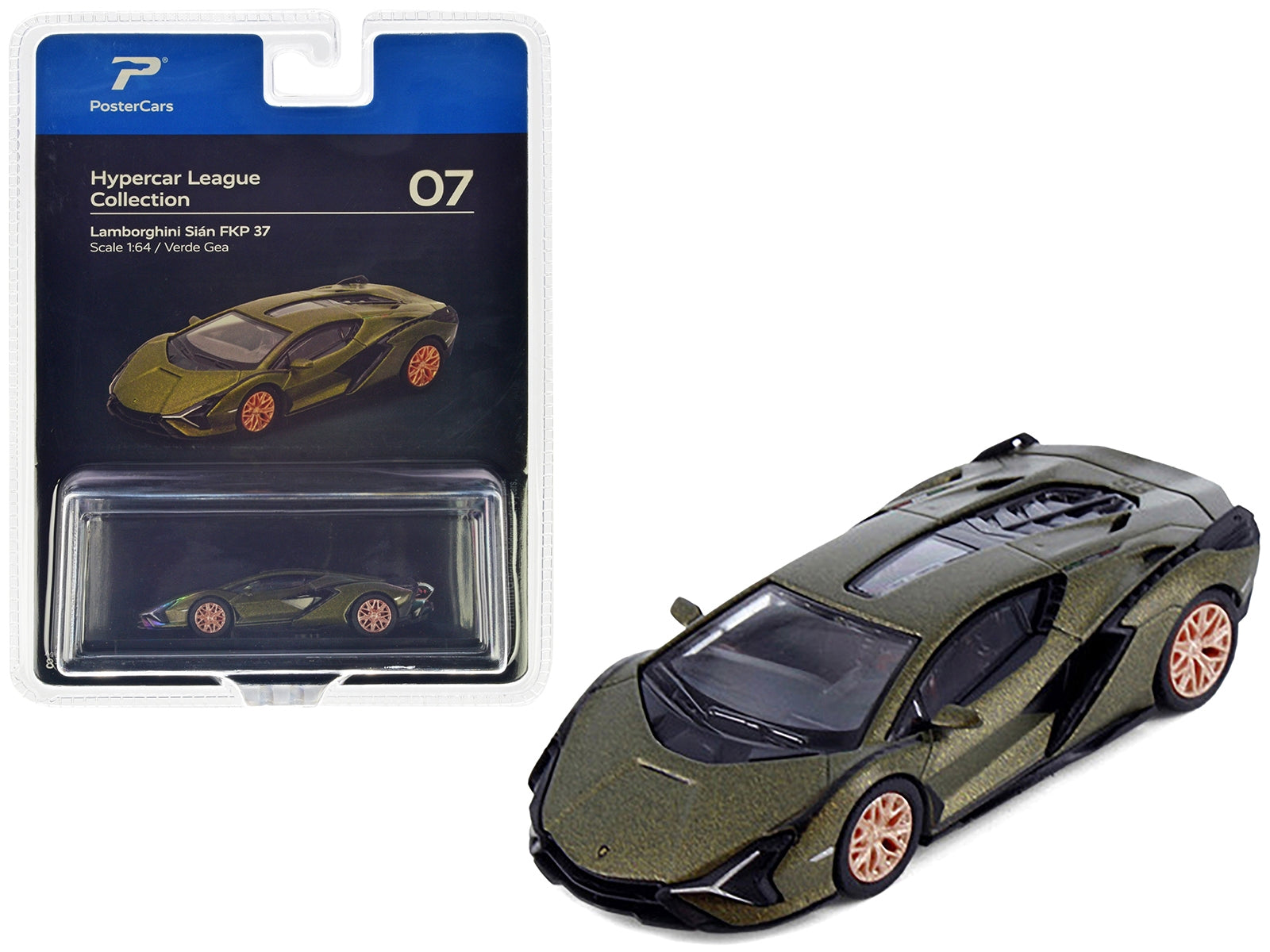 Lamborghini Sian FKP 37 Verde Gea Green Metallic "Hypercar League Collection" 1/64 Diecast Model Car by PosterCars PosterCars