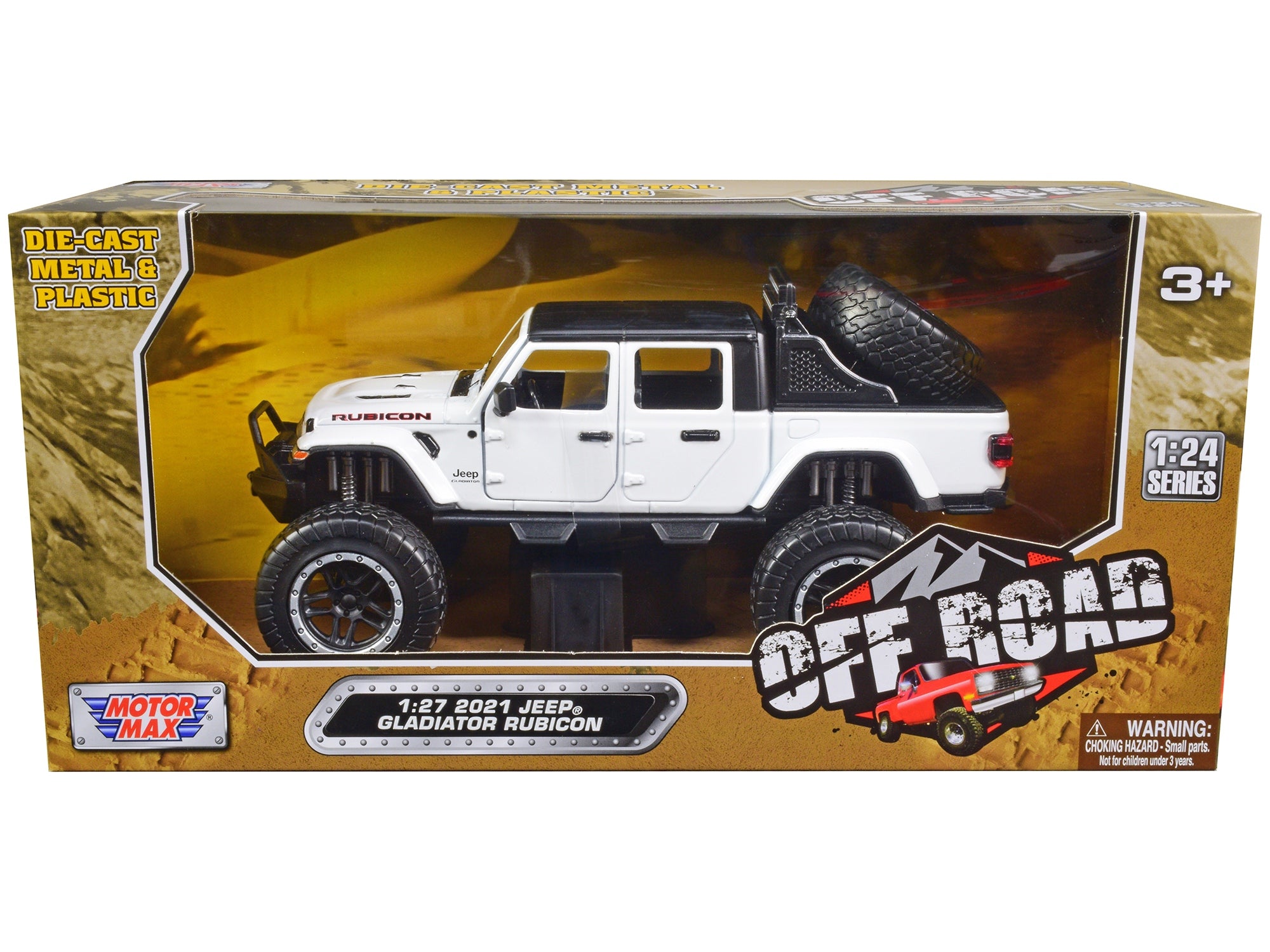 2021 Jeep Gladiator Rubicon Off-Road Pickup Truck White with Black Top "Off Road" Series 1/27 Diecast Model Car by Motormax Motormax