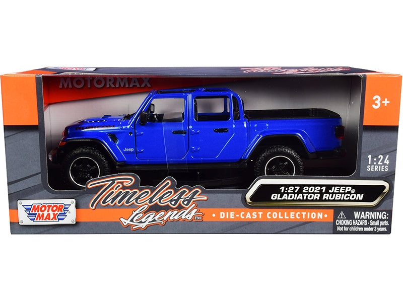 2021 Jeep Gladiator Rubicon (Open Top) Pickup Truck Blue 1/24-1/27 Diecast Model Car by Motormax Motormax