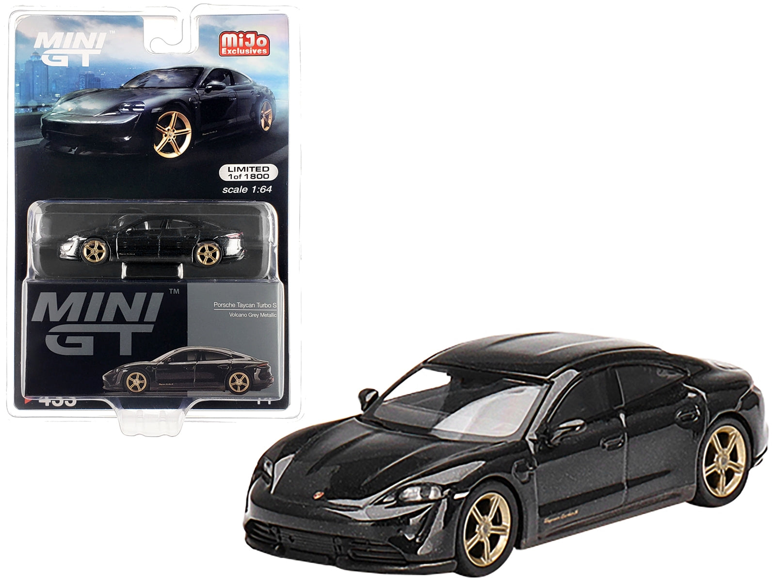 Porsche Taycan Turbo S Volcano Gray Metallic Limited Edition to 1800 pieces Worldwide 1/64 Diecast Model Car by True Scale Miniatures True Scale Miniatures