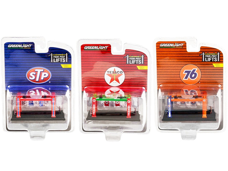 "Four-Post Lifts" Set of 3 pieces Series 2 1/64 Diecast Models by Greenlight Greenlight