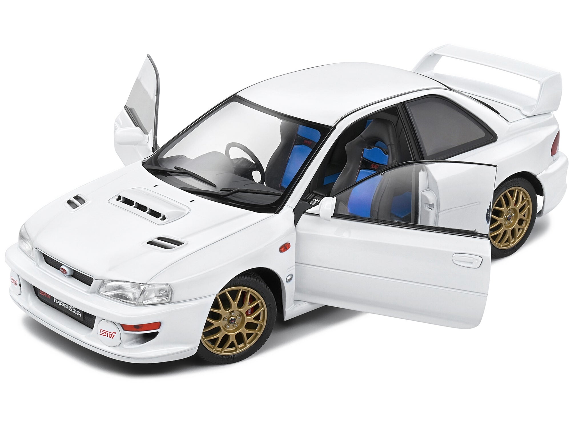 1998 Subaru Impreza 22B RHD (Right Hand Drive) Pure White with Gold Wheels 1/18 Diecast Model Car by Solido Solido