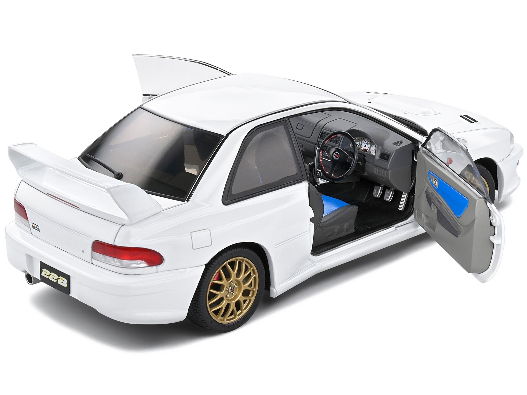 1998 Subaru Impreza 22B RHD (Right Hand Drive) Pure White with Gold Wheels 1/18 Diecast Model Car by Solido Solido