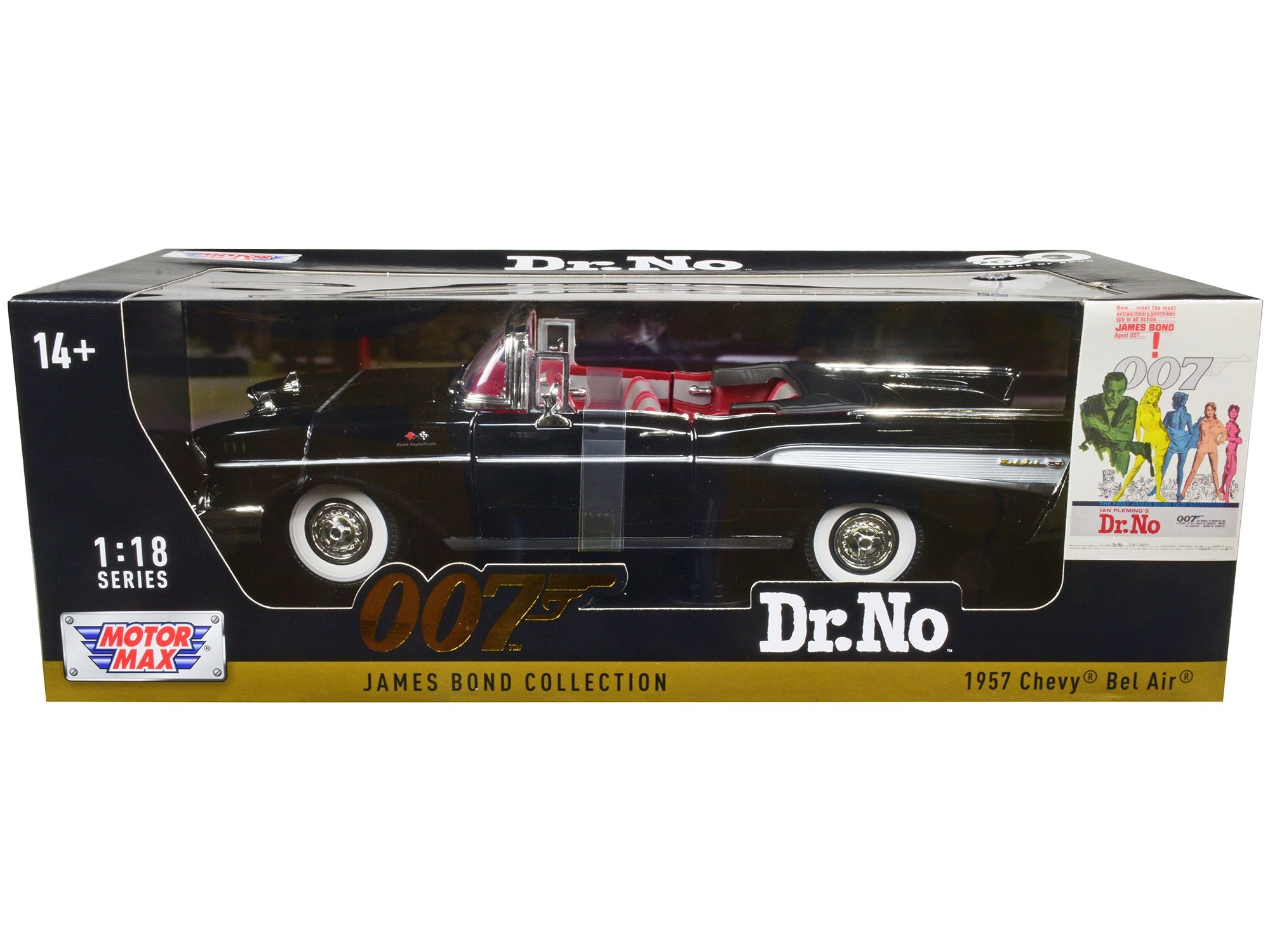 1957 Chevrolet Bel Air Convertible Black James Bond 007 "Dr. No" (1962) Movie 1/18 Diecast Model Car by Motormax Motormax