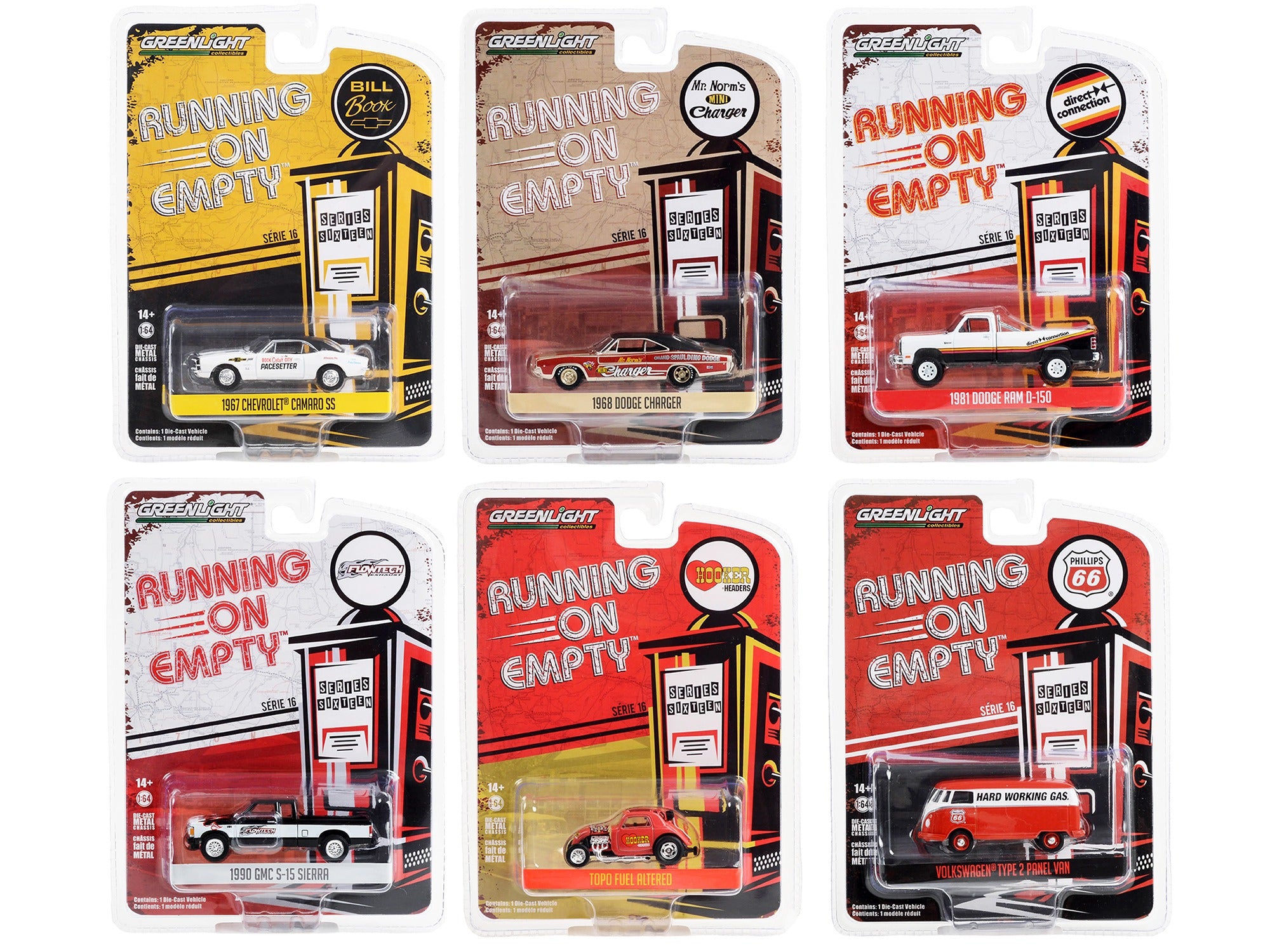 "Running on Empty" 6 piece Set Series 16 1/64 Diecast Model Cars by Greenlight Greenlight