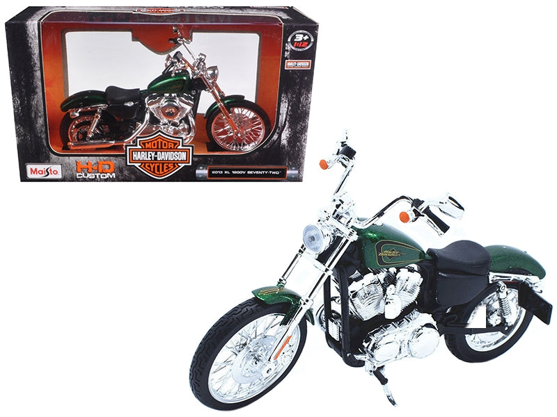 2013 Harley Davidson XL 1200V Seventy Two Green Motorcycle Model 1/12 by Maisto Maisto