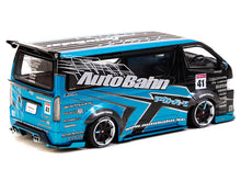 Load image into Gallery viewer, Toyota Hiace Widebody Van RHD (Right Hand Drive) &quot;AutoBahn&quot; Blue Metallic and Black with Graphics &quot;Hobby43&quot; Series 1/43 Diecast Model Car by Tarmac Works Tarmac Works
