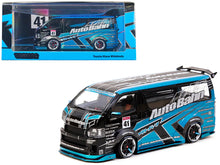 Load image into Gallery viewer, Toyota Hiace Widebody Van RHD (Right Hand Drive) &quot;AutoBahn&quot; Blue Metallic and Black with Graphics &quot;Hobby43&quot; Series 1/43 Diecast Model Car by Tarmac Works Tarmac Works
