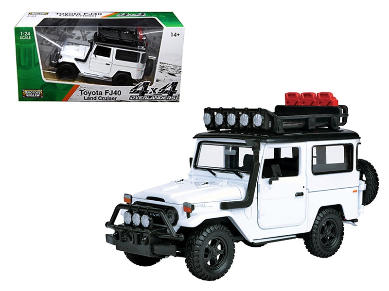 Toyota FJ40 Land Cruiser White "4x4 Overlanders" Series 1/24 Diecast Model Car by Motormax Motormax