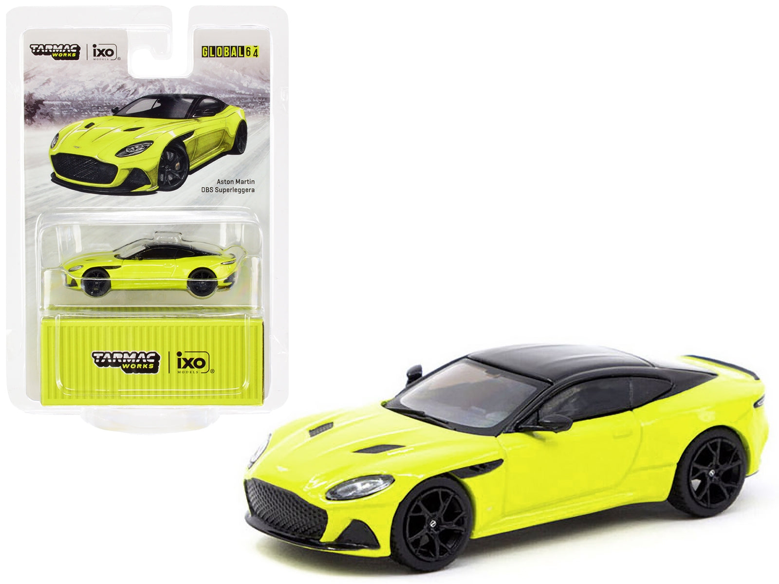 Aston Martin DBS Superleggera Yellow Metallic with Black Top "Global64" Series 1/64 Diecast Model Car by Tarmac Works Tarmac Works