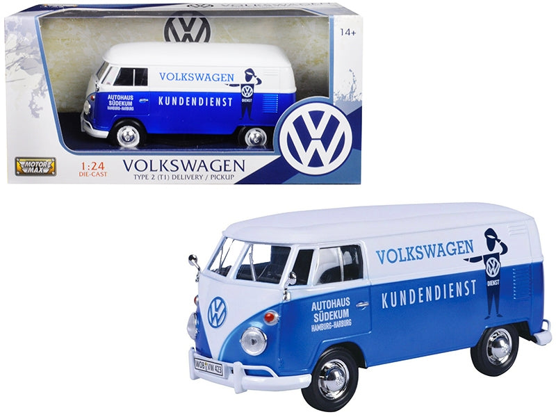 Volkswagen Type 2 (T1) Delivery Van Autohaus Sudekum "Kundendienst" Candy Blue and White 1/24 Diecast Model Car by Motormax Motormax