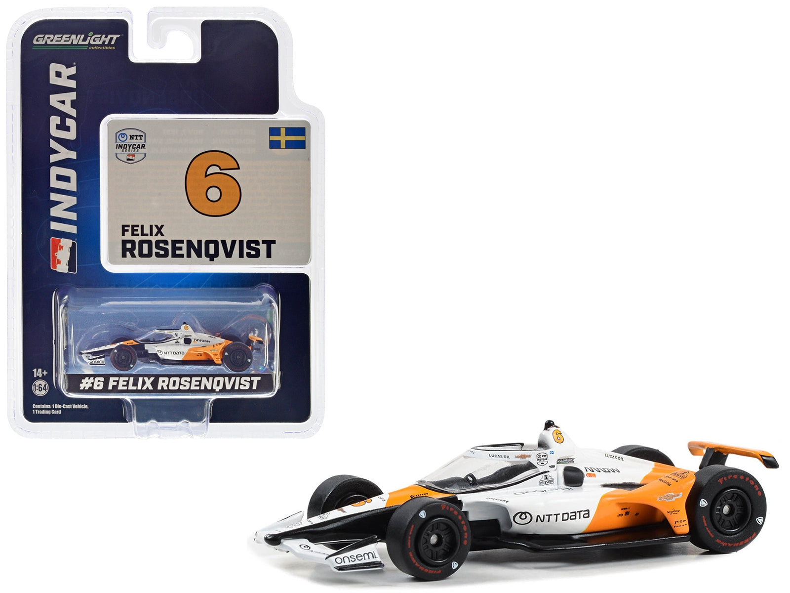 Dallara IndyCar #6 Felix Rosenqvist "NTT DATA" Arrow McLaren "60th Anniversary Triple Crown Accolade Indianapolis 500 Livery" "NTT IndyCar Series" (2023) 1/64 Diecast Model Car by Greenlight Greenlight