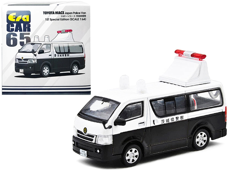 Toyota Hiace Japan Police Van White and Black "1st Special Edition" 1/64 Diecast Model Car by Era Car Era Car