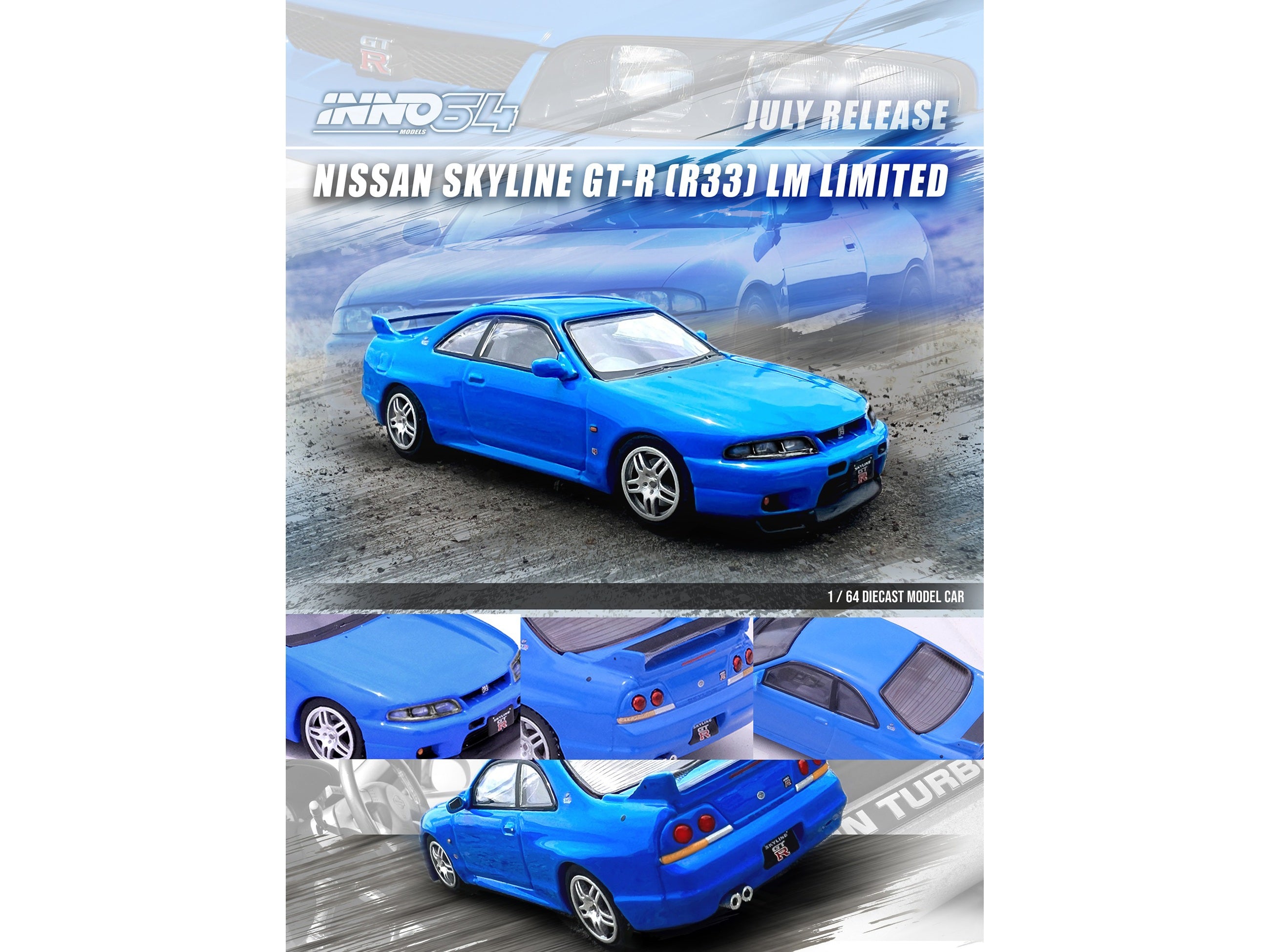 Nissan Skyline GT-R (R33) RHD (Right Hand Drive) Blue "LM Limited" 1/64 Diecast Model Car by Inno Models Inno Models