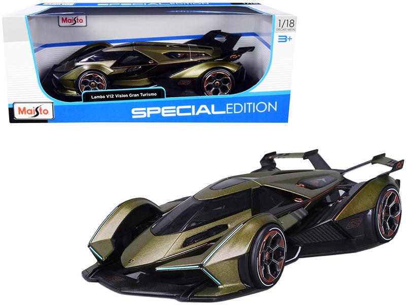 Lamborghini V12 Vision Gran Turismo Matt Green Metallic 1/18 Diecast Model Car by Maisto Maisto