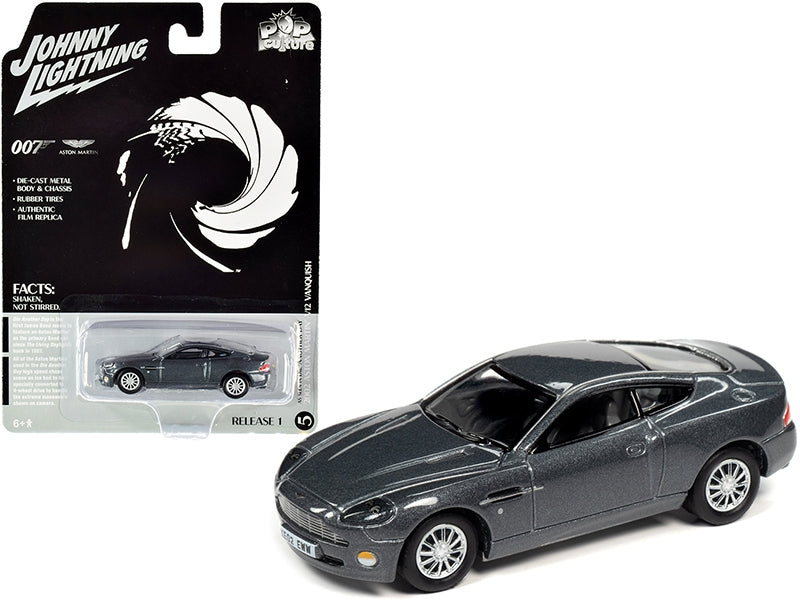 2002 Aston Martin V12 Vanquish Gray Metallic (James Bond 007) "Die Another Day" (2002) Movie "Pop Culture" Series 1/64 Diecast Model Car by Johnny Lightning Johnny Lightning