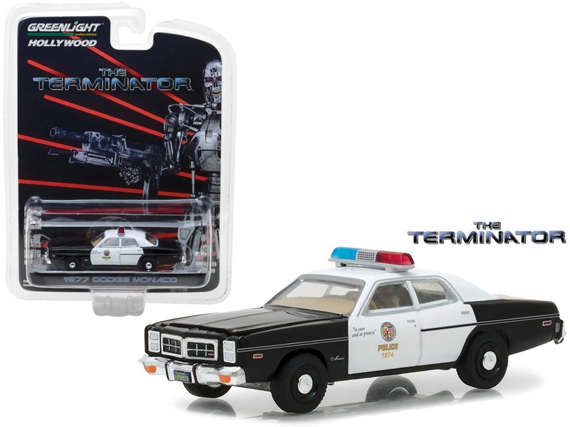 1977 Dodge Monaco "Metropolitan Police" White and Black "The Terminator" (1984) Movie "Hollywood Series" Release 19 1/64 Diecast Model Car by Greenlight Greenlight