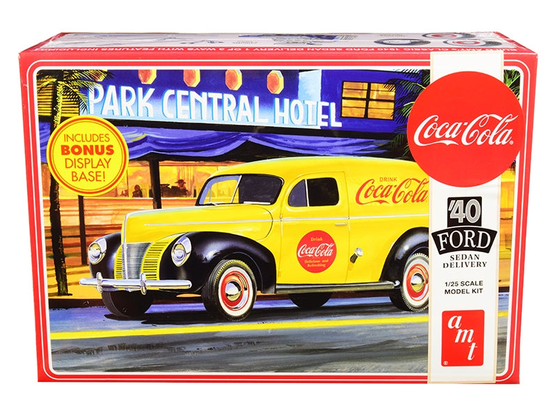 Skill 3 Model Kit 1940 Ford Sedan Delivery Van "Coca-Cola" with Display Base 1/25 Scale Model by AMT AMT