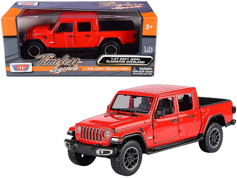 2021 Jeep Gladiator Overland (Closed Top) Pickup Truck Red 1/24-1/27 Diecast Model Car by Motormax Motormax