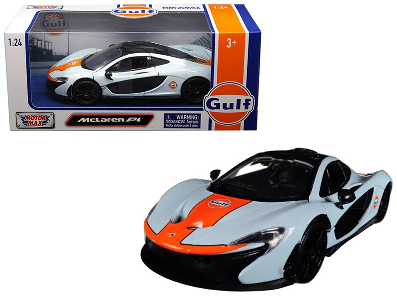 McLaren P1 with "Gulf Oil" Livery Light Blue with Orange Stripe 1/24 Diecast Model Car by Motormax Motormax