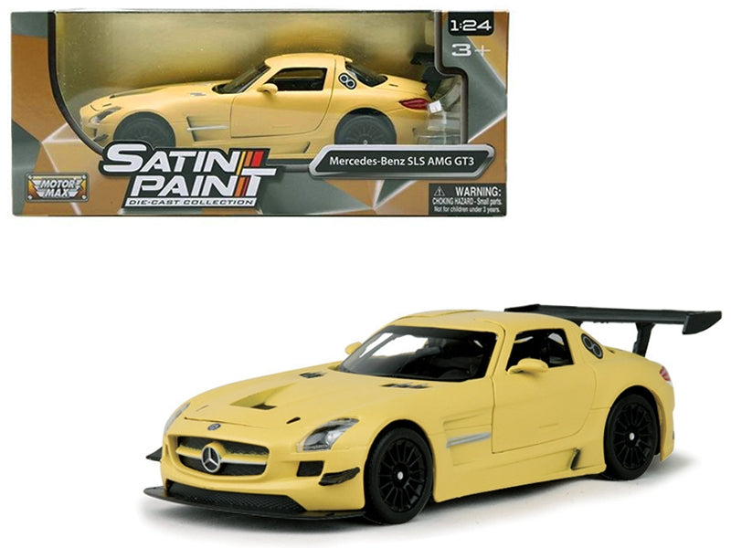 Mercedes Benz SLS AMG GT3 Matte Yellow 1/24 Diecast Model Car by Motormax Motormax