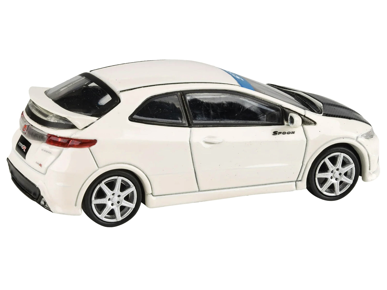 2007 Honda Civic Type R FN2 Championship White with Carbon Hood 1/64 Diecast Model Car by Paragon Models Paragon