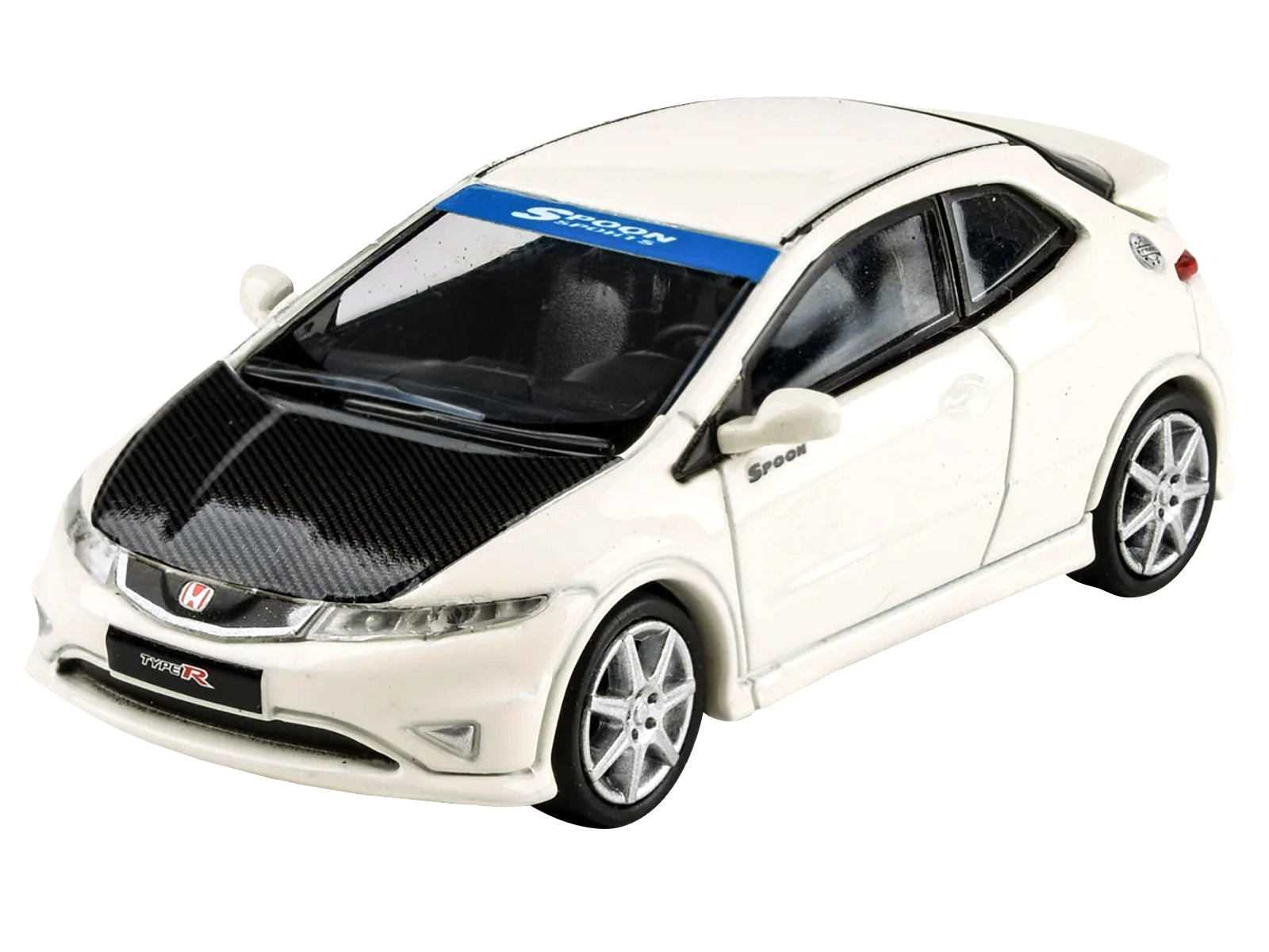 2007 Honda Civic Type R FN2 Championship White with Carbon Hood 1/64 Diecast Model Car by Paragon Models Paragon