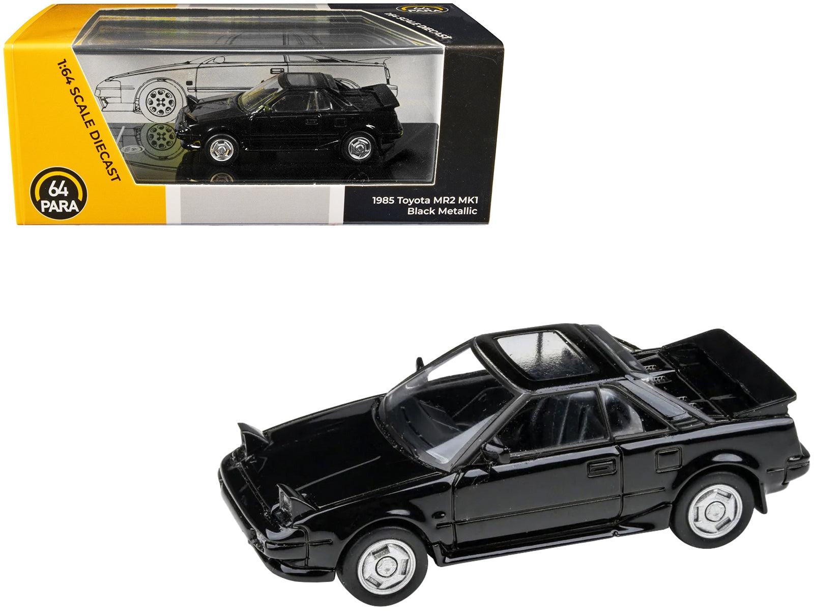 1985 Toyota MR2 MK1 Black Metallic with Sunroof 1/64 Diecast Model Car by Paragon Models Paragon