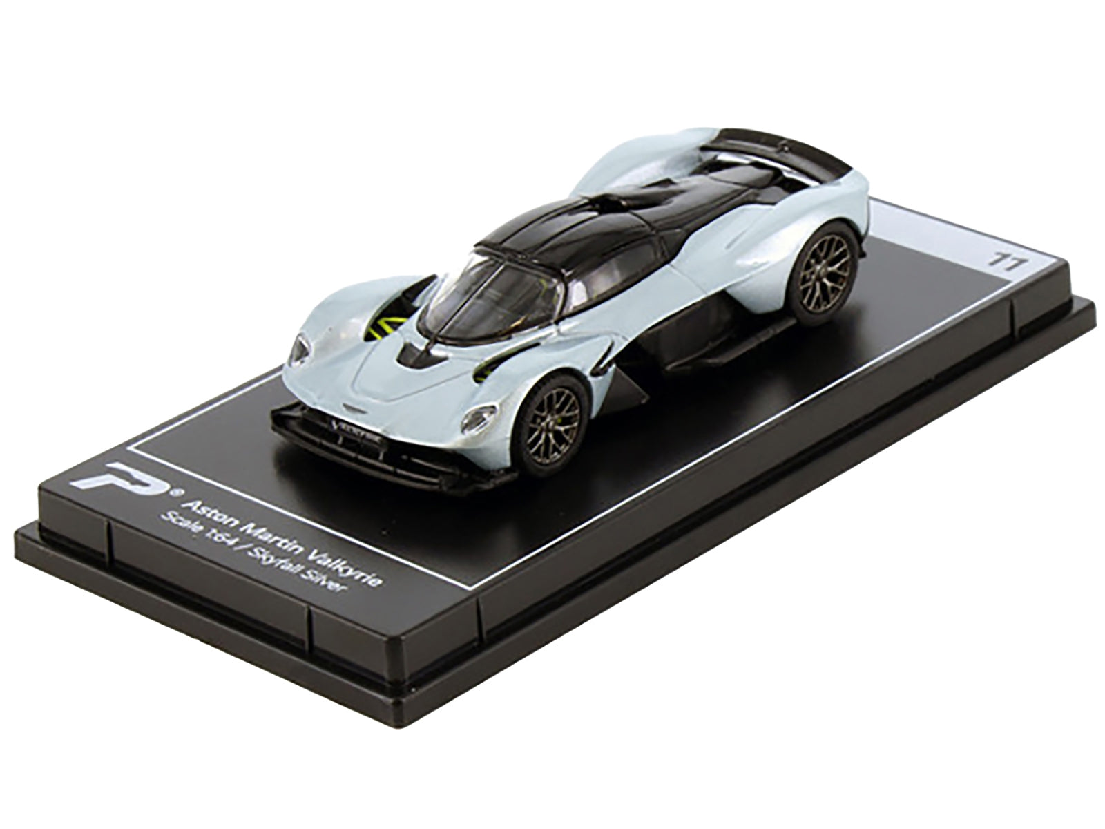 Aston Martin Valkyrie Skyfall Silver Metallic with Black Top "Hypercar League Collection" 1/64 Diecast Model Car by PosterCars PosterCars