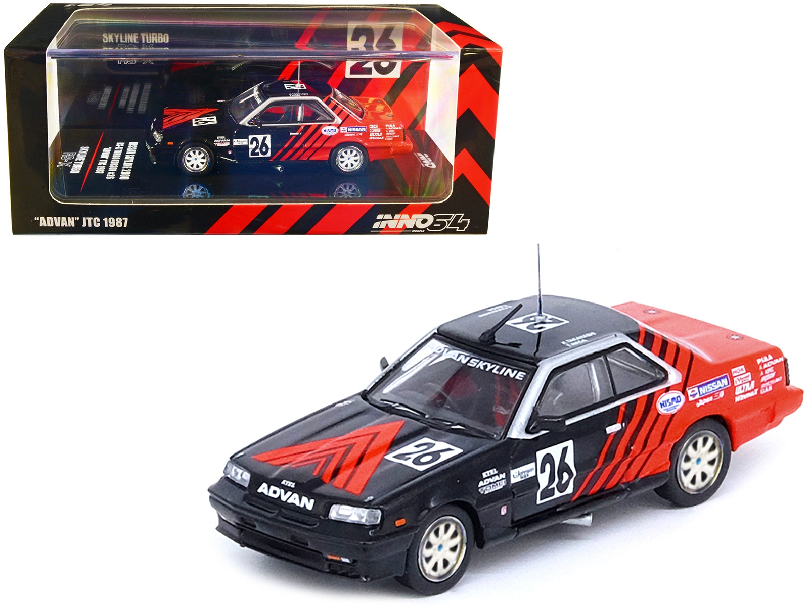 Nissan Skyline 2000 RS-X Turbo (DR30) RHD (Right Hand Drive) #26 Kenji Takahashi - Takao Wada "Advan" JTC "All Japan Touring Car Championship" (1987) 1/64 Diecast Model Car by Inno Models Inno Models