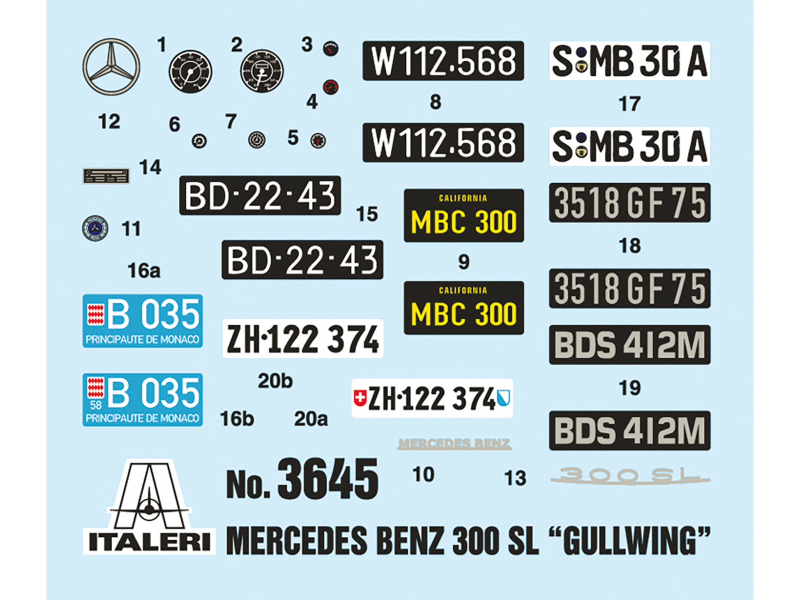 Skill 3 Model Kit Mercedes Benz 300 SL Gullwing 1/24 Scale Model by Italeri Italeri