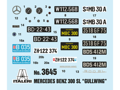 Skill 3 Model Kit Mercedes Benz 300 SL Gullwing 1/24 Scale Model by Italeri Italeri