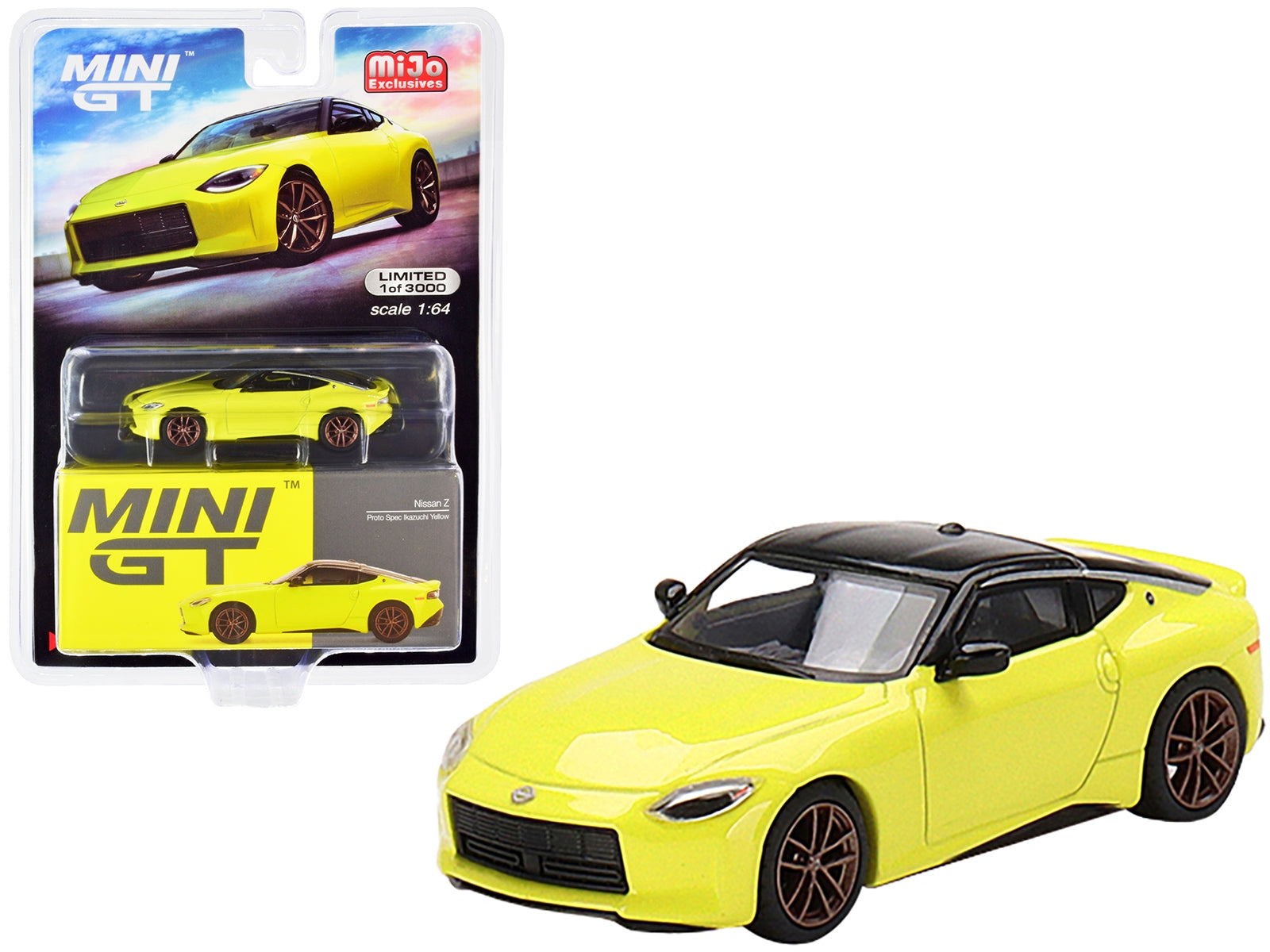 2023 Nissan Z Proto Spec Ikazuchi Yellow with Black Top Limited Edition to 3000 pieces Worldwide 1/64 Diecast Model Car by True Scale Miniatures True Scale Miniatures