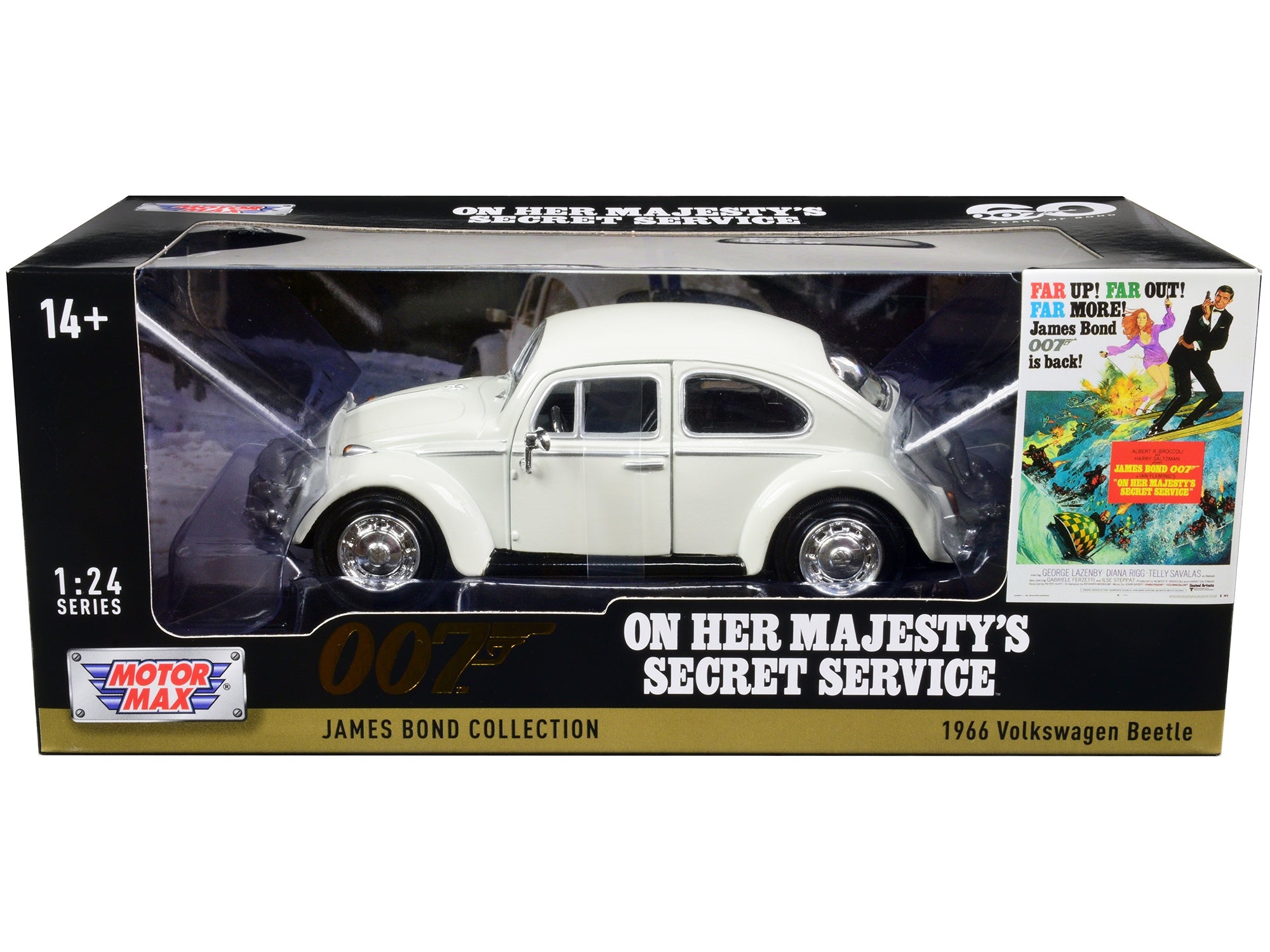 1966 Volkswagen Beetle White James Bond 007 "On Her Majesty's Secret Service" (1969) Movie "James Bond Collection" Series 1/24 Diecast Model Car by Motormax Motormax