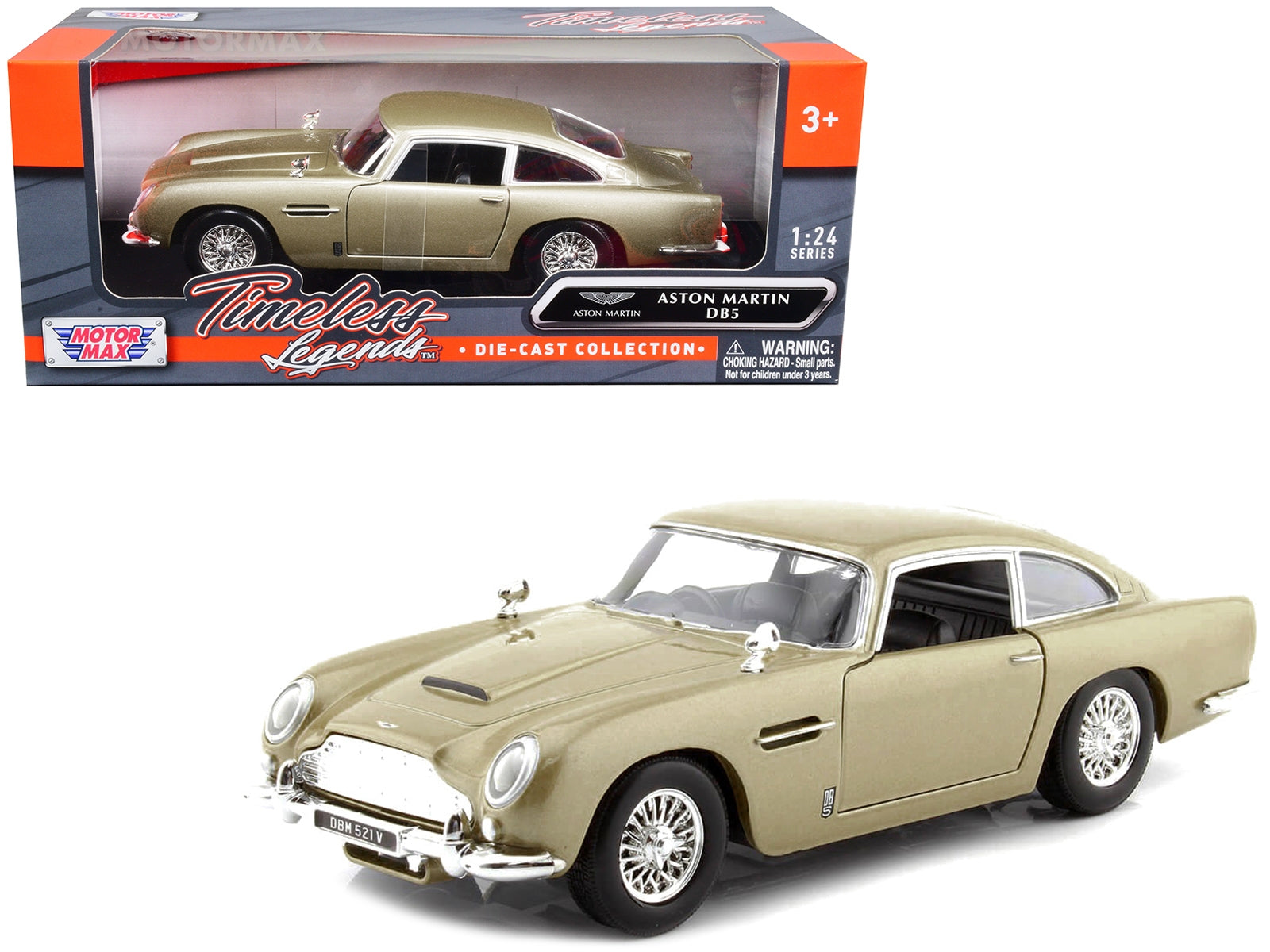 Aston Martin DB5 RHD (Right Hand Drive) Gold Metallic "Timeless Legends" Series 1/24 Diecast Model Car by Motormax Motormax