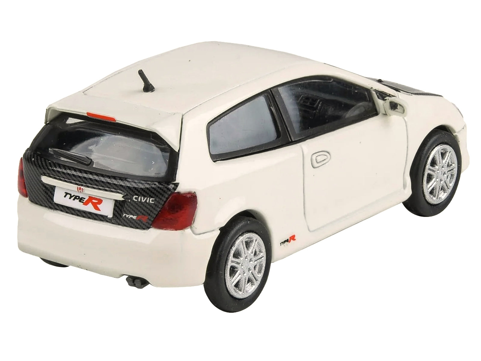 2001 Honda Civic Type R EP3 White with Carbon Hood 1/64 Diecast Model Car by Paragon Models Paragon