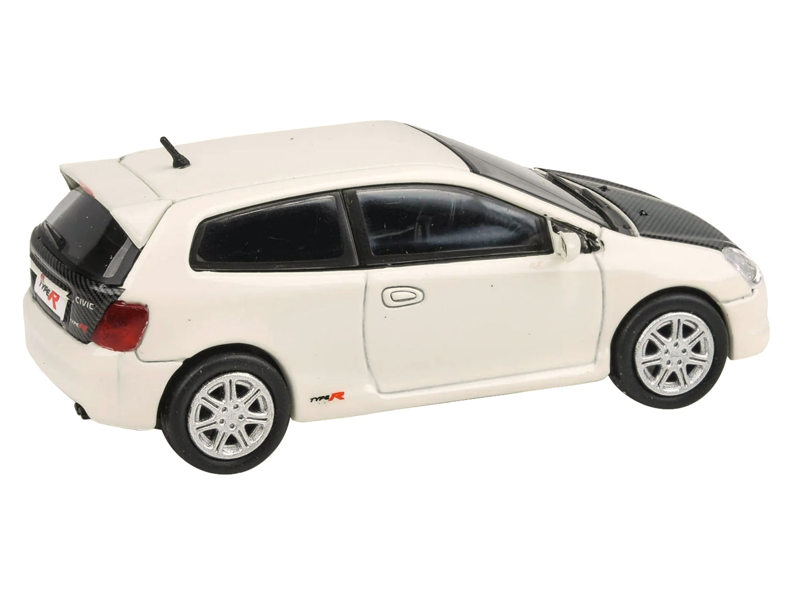 2001 Honda Civic Type R EP3 White with Carbon Hood 1/64 Diecast Model Car by Paragon Models Paragon