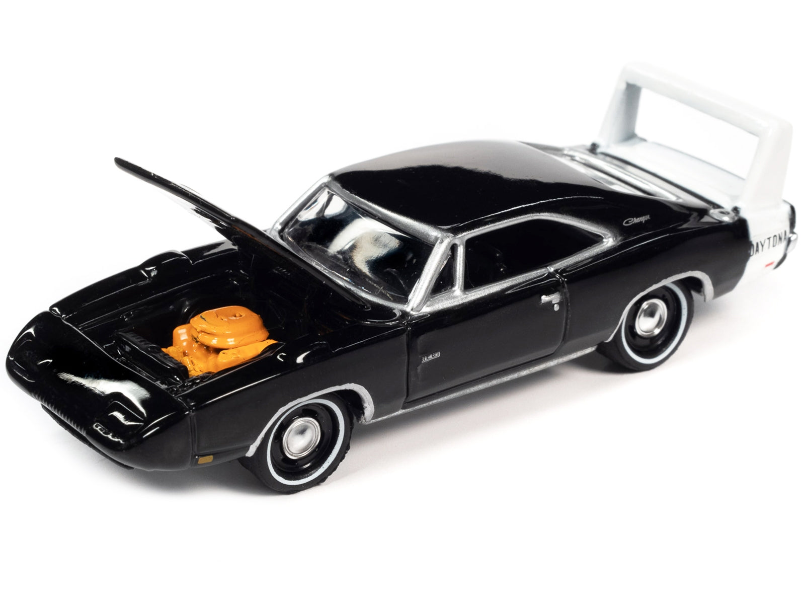 1969 Dodge Charger Daytona Black with White Tail Stripe "MCACN (Muscle Car and Corvette Nationals)" Limited Edition to 4236 pieces Worldwide "Muscle Cars USA" Series 1/64 Diecast Model Car by Johnny Lightning Johnny Lightning