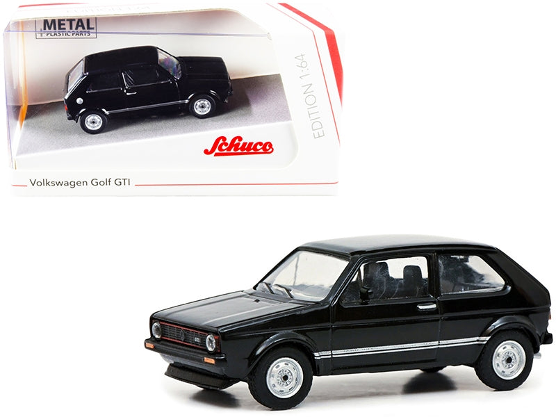 Volkswagen Golf GTI Black with Silver Stripes 1/64 Diecast Model Car by Schuco Schuco