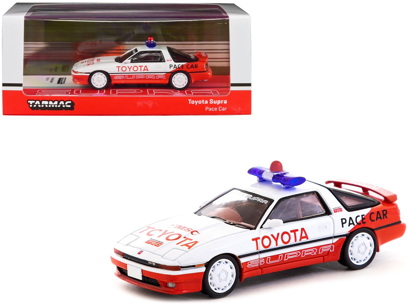 Toyota Supra RHD (Right Hand Drive) White and Red "Pace Car" "Hobby64" Series 1/64 Diecast Model Car by Tarmac Works Tarmac Works