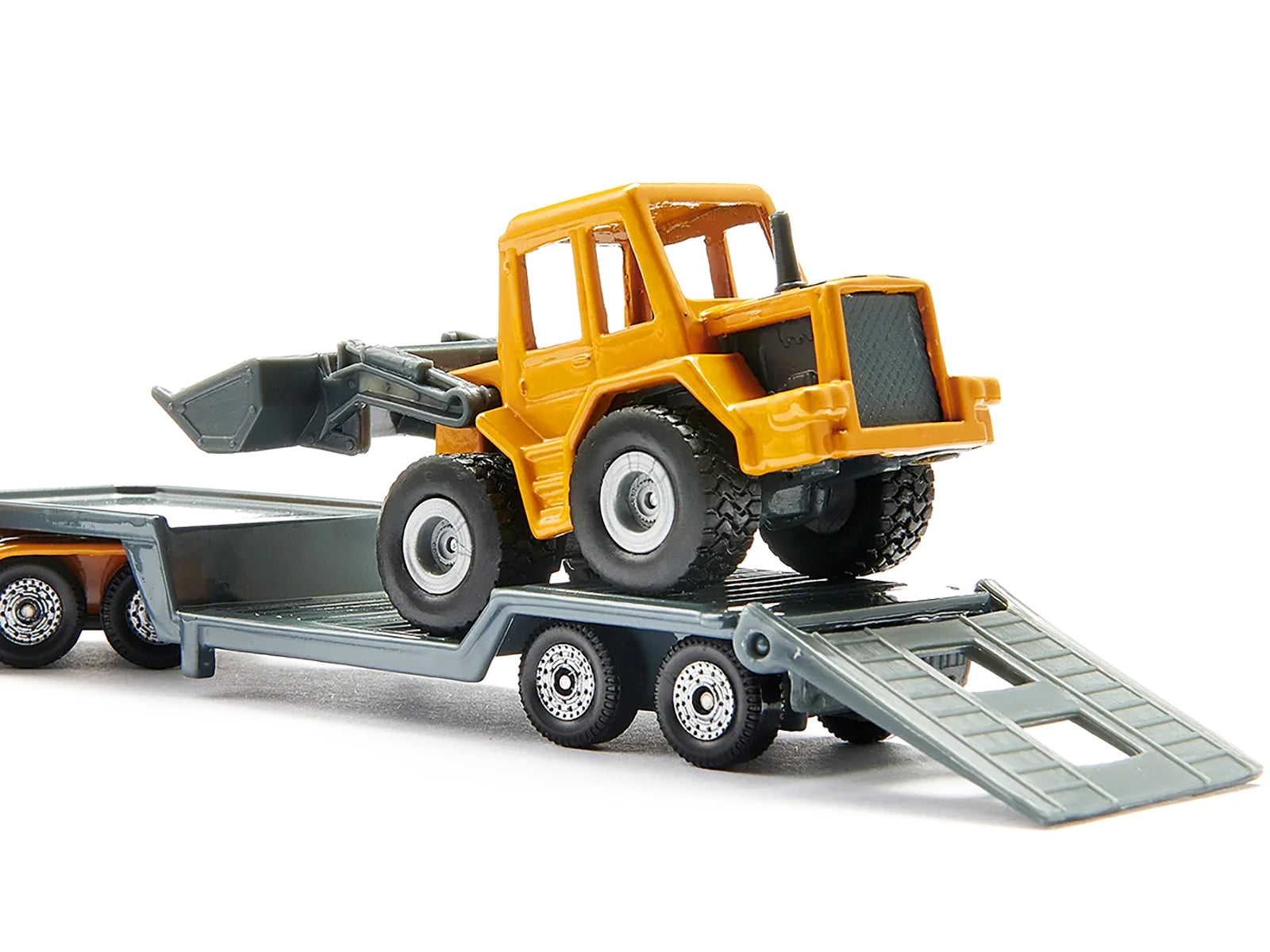 Truck with Low Loader Trailer and Front Loader Yellow Diecast Model by Siku SIKU