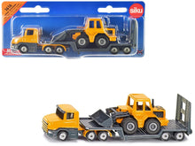 Load image into Gallery viewer, Truck with Low Loader Trailer and Front Loader Yellow Diecast Model by Siku SIKU
