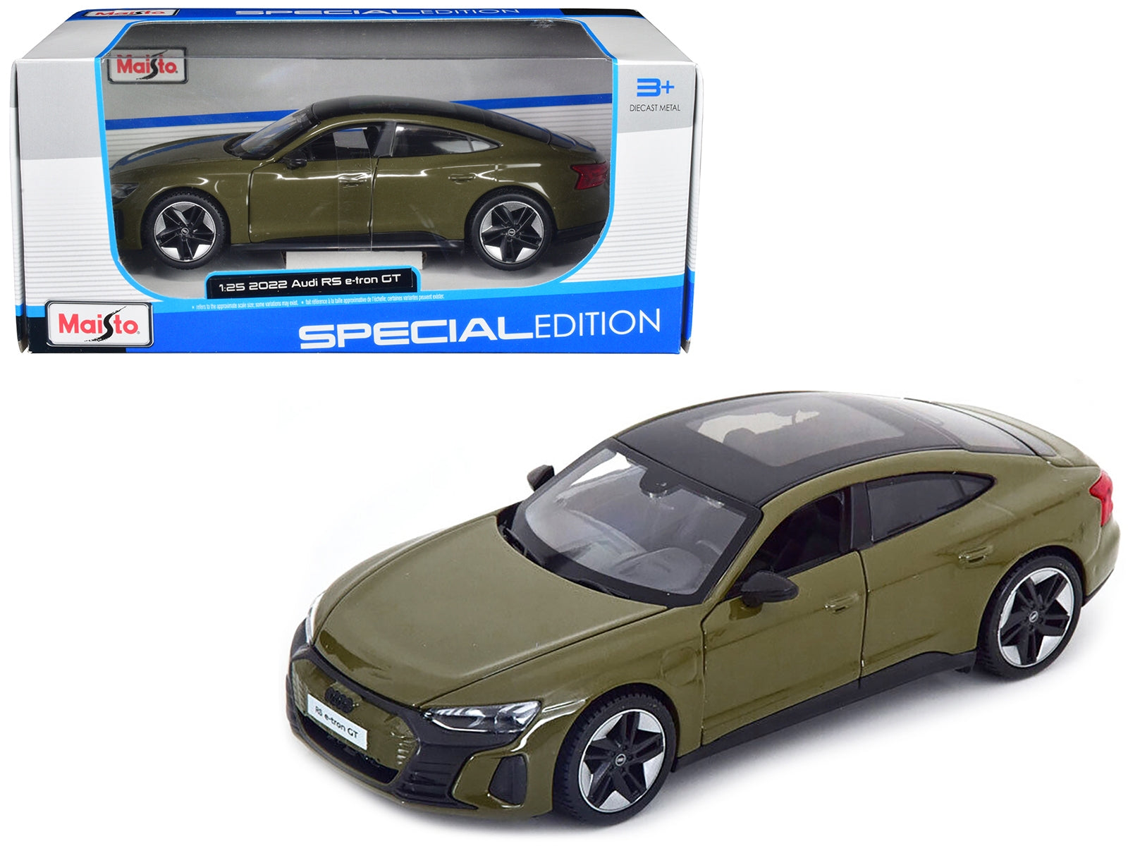 2022 Audi RS e-Tron GT Dark Green with Black Top and Sunroof "Special Edition" Series 1/25 Diecast Model Car by Maisto Maisto